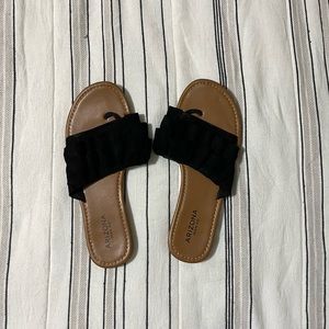arizona black ruffle sandals